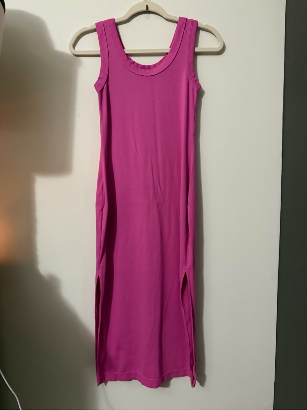 Spiritual Gangster Ribbed Tank Dress Bright Fuchsia Midi Dress